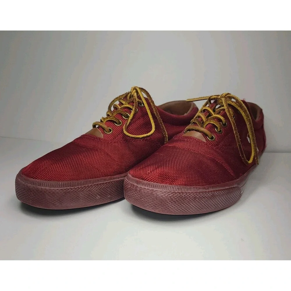Polo Ralph Lauren Vaughn Shoes Mens 10.5 D Red Canvas Leather Low Top Sneakers